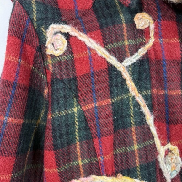 Parsley & Sage Wool Plaid Embroidered Hooded Jacket Boho Large - Picture 2 of 10
